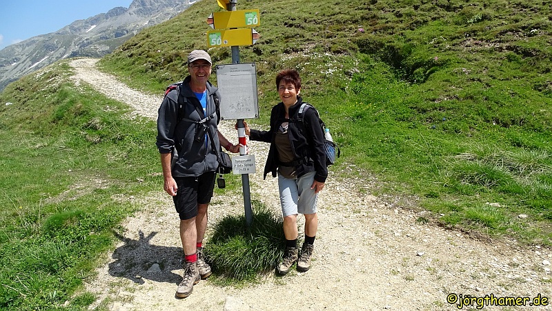 Via Spluga - Wegemarkierung am Splügenpass