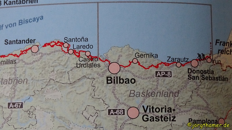 Kartenausschnitt Camino del Norte