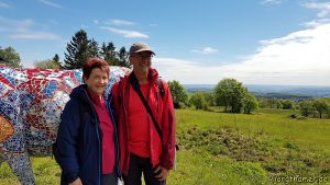 Jörg und Doris vor der bunten Kuh