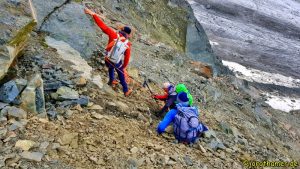 Scalettahorn - Gruppe in Schwierigkeiten