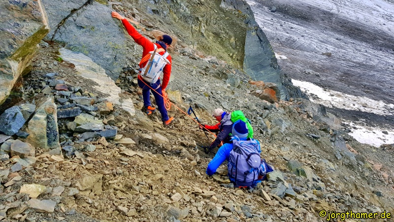 Scalettahorn - Gruppe in Schwierigkeiten