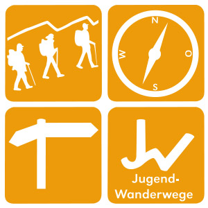 Das Logo der Jugendwanderwege (orange)