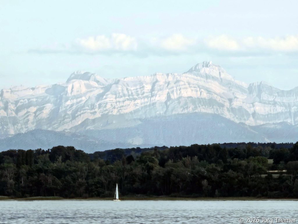 Blick über den Bodensee zum Säntis